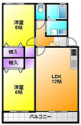 メゾンクオーレ 2LDKの間取図画像