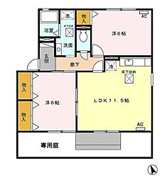 サンヴェール 2LDKの間取図画像
