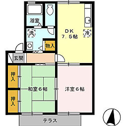 エストハウスB 2DKの間取図画像