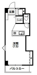 サンリバーハイツ 1Kの間取図画像