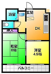 グリュック 2DKの間取図画像