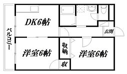 アゼリア 2DKの間取図画像