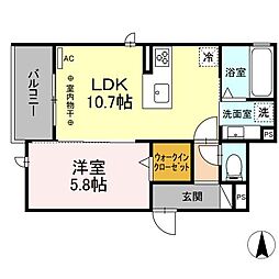 D-Hills領家 1LDKの間取図画像