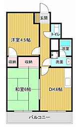 シーガル海老塚 2DKの間取図画像