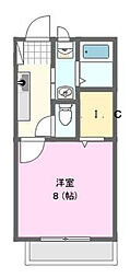 トゥールダルジャン 1Kの間取図画像