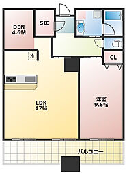 D'グラフォート浜松D'sTower 1LDKの間取図画像