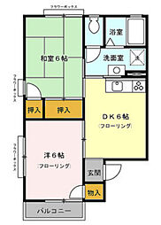 セジュールエムB 2DKの間取図画像
