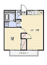 クレセント宇布見 1LDKの間取図画像