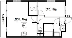 グランソレイユ 1LDKの間取図画像