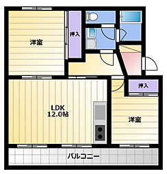 たかみマンション 2LDKの間取図画像
