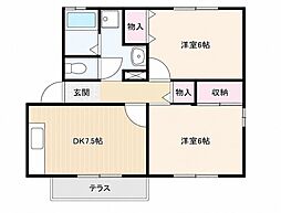 ピュア・エクセレント 2DKの間取図画像