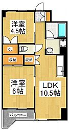 グレース秀和A 2LDKの間取図画像