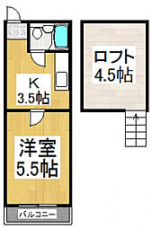 ジェネシスパート3 1Kの間取図画像