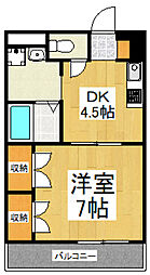 アンプルールフェール中央 1DKの間取図画像