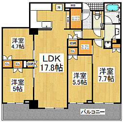 アトラスタワー小平小川 4LDKの間取図画像