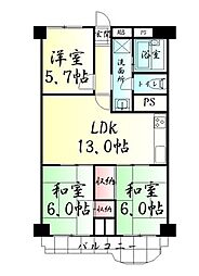 ドルミ八幡 3SLDKの間取図画像
