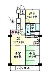 八本松マンション 3DKの間取図画像