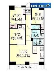 ライオンズマンション山手町 3LDKの間取図画像