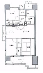 コーシャハイツ苅田 3DKの間取図画像