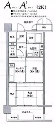 コーシャハイツ川口 2Kの間取図画像