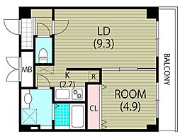 ベル・エールK.M. 1LDKの間取図画像