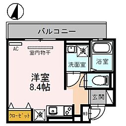 アビタシオン栄 ワンルームの間取図画像