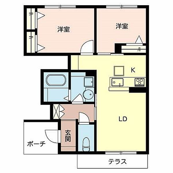 ありとほし館 ｜大阪府泉佐野市長滝(賃貸アパート2LDK・1階・53.65㎡)の写真 その2