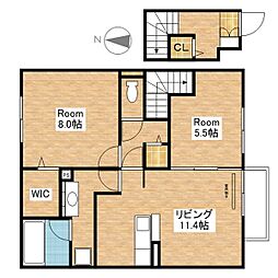 JR北陸本線 長浜駅 徒歩36分の賃貸アパート 2階2LDKの間取り