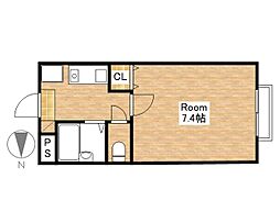 エフ・イー・コーポ 1Kの間取図画像