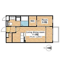 レジィデンスたなべK 1LDKの間取図画像