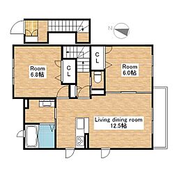 コーポラス水無月 2LDKの間取図画像