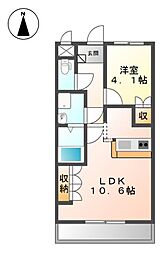 ボヌール・エスパース2 1LDKの間取図画像