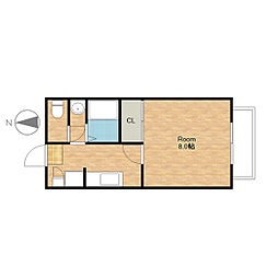 カツハイツ三番館 1Kの間取図画像