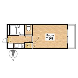 フォレスト3 1Kの間取図画像