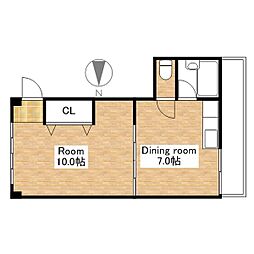 マンションヴェニュウ 1DKの間取図画像