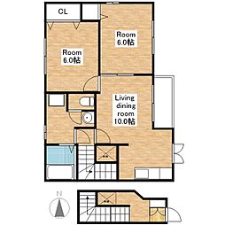 リバティーウインド 2LDKの間取図画像