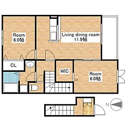リトルフォレスト1 2LDKの間取図画像