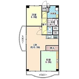 狭山レークハイツ1号棟 2LDKの間取図画像