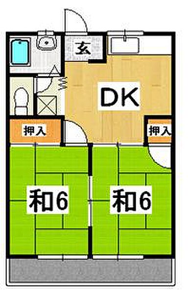 石井コーポ 203｜茨城県日立市金沢町１丁目(賃貸アパート2DK・2階・39.74㎡)の写真 その2