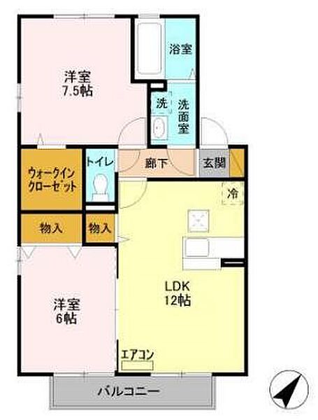 リビングタウン東海B 102｜茨城県那珂郡東海村舟石川駅東２丁目(賃貸アパート2LDK・1階・59.58㎡)の写真 その2