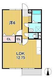 ハーモニーヒルズ2 1LDKの間取図画像
