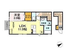 シスモンス 2階1LDKの間取り