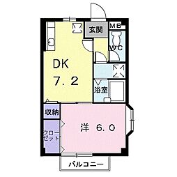 アーククロス 1DKの間取図画像