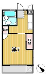 ベルフラワー 1Kの間取図画像