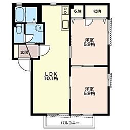 パルティール 2LDKの間取図画像