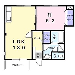 サンシャインヒルズ1 1LDKの間取図画像