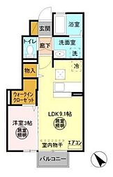 コネクト城南 1LDKの間取図画像