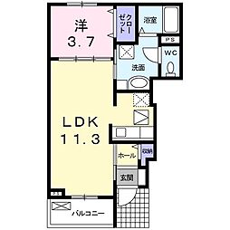 メゾン・ハピネ2 1LDKの間取図画像