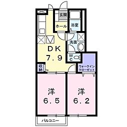 アンソレイエ2 2DKの間取図画像