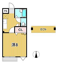 メゾンドラシャンス1972 1Kの間取図画像